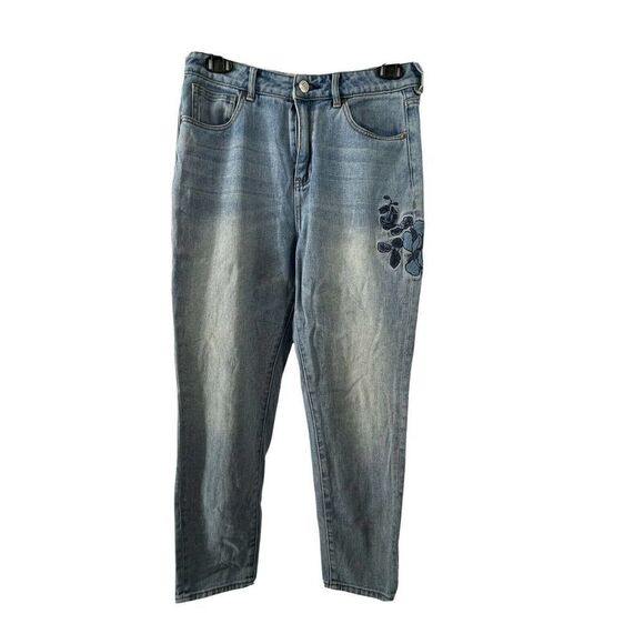 Pacsun Mom Jeans Womens Size 26 Floral Embroidered Crop Tapered Leg High Rise - Picture 1 of 6